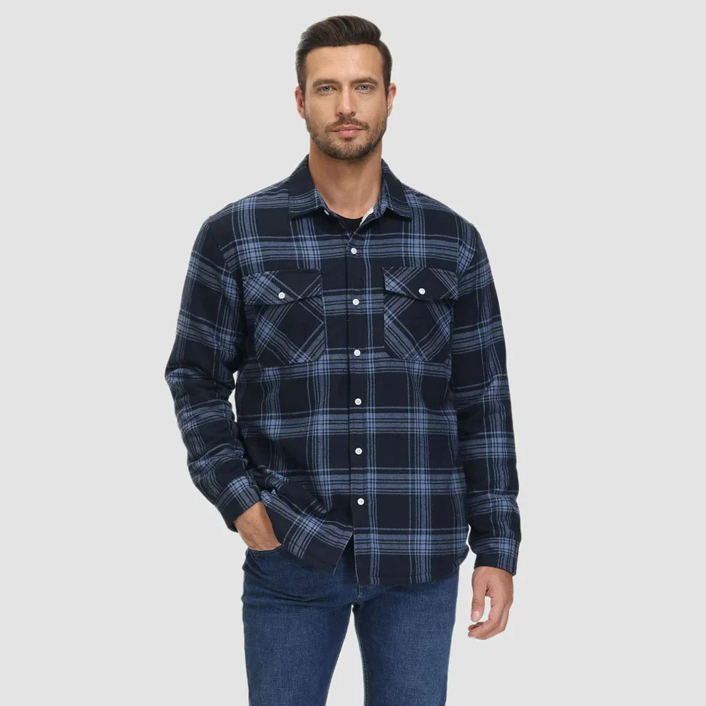 Men’s fleece-lined checked winter jacket – men