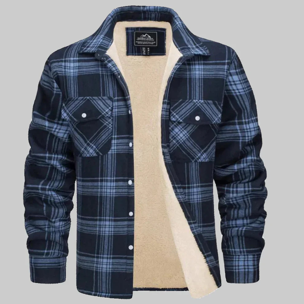 Men’s fleece-lined checked winter jacket – men