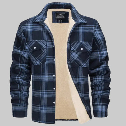 Men’s fleece-lined checked winter jacket – men