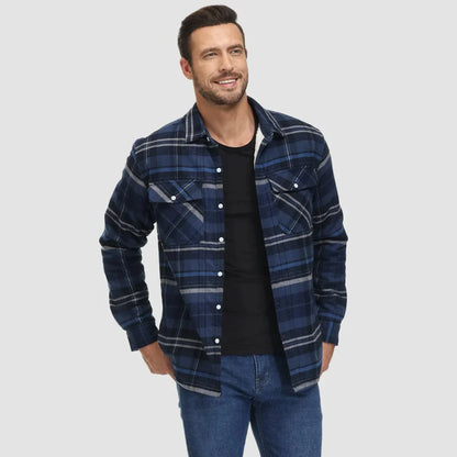 Men’s fleece-lined checked winter jacket – men