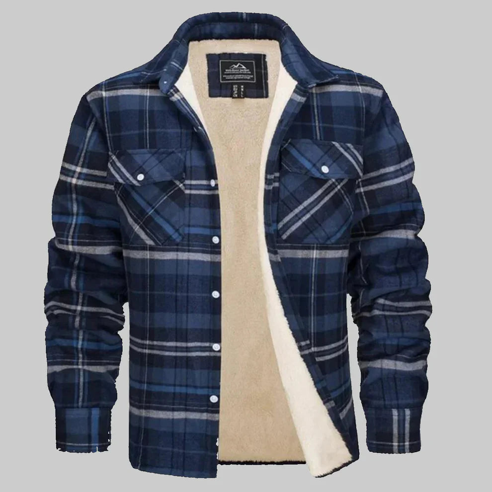 Men’s fleece-lined checked winter jacket – men