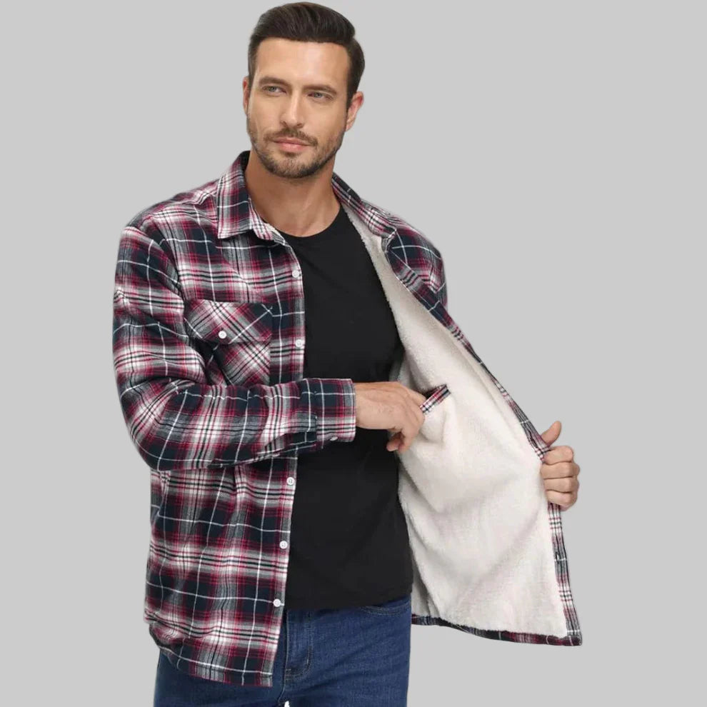 Men’s fleece-lined checked winter jacket – men