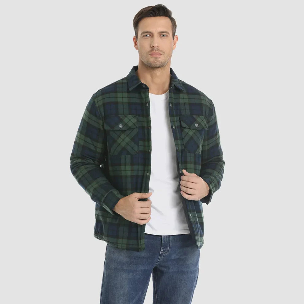 Men’s fleece-lined checked winter jacket – men