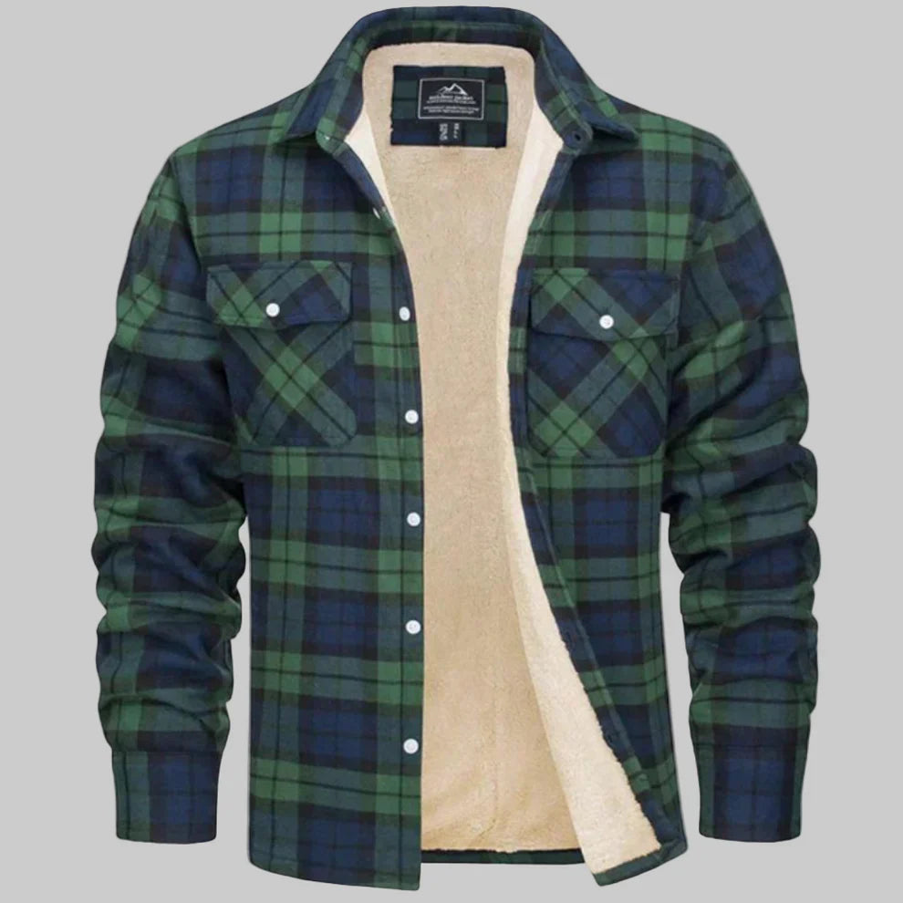 Men’s fleece-lined checked winter jacket – men