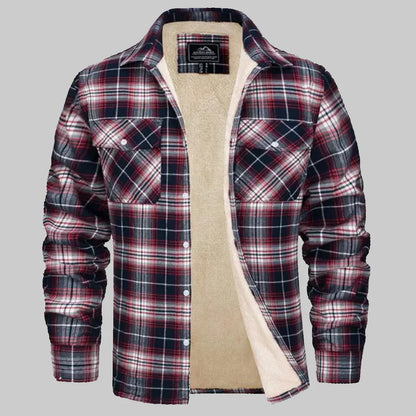 Men’s fleece-lined checked winter jacket – men