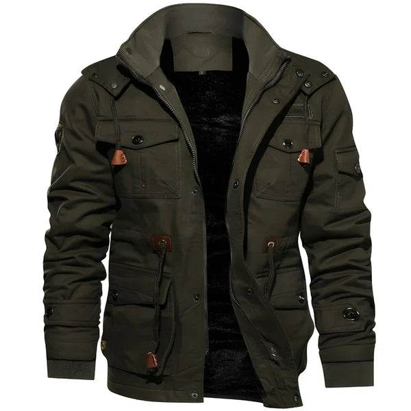 Men’s military-style winter jacket with fleece hood – men