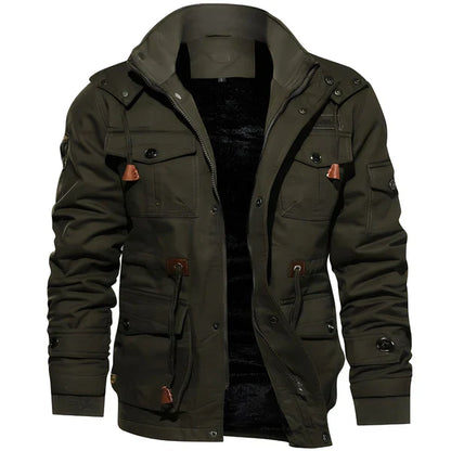 Men’s military-style winter jacket with fleece hood – men