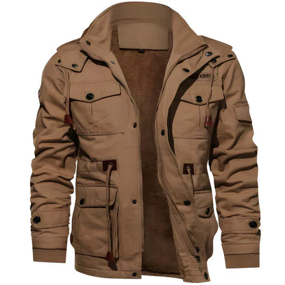 Men’s military-style winter jacket with fleece hood – men