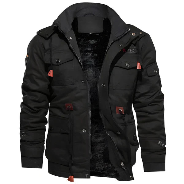 Men’s military-style winter jacket with fleece hood – men