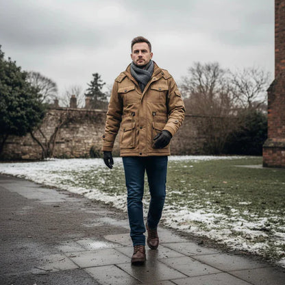 Men’s military-style winter jacket with fleece hood – men