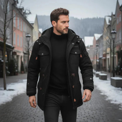 Men’s military-style winter jacket with fleece hood – men