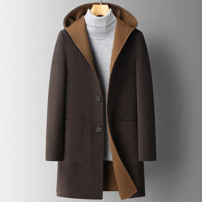Men’s winter wool-blend hooded overcoat – men