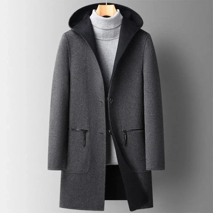 Men’s winter wool-blend hooded overcoat – men