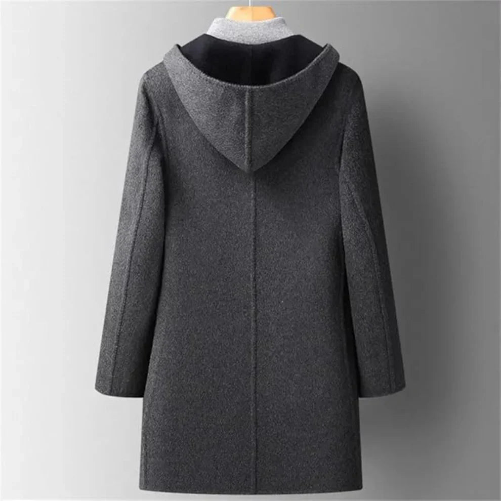 Men’s winter wool-blend hooded overcoat – men