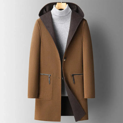 Men’s winter wool-blend hooded overcoat – men