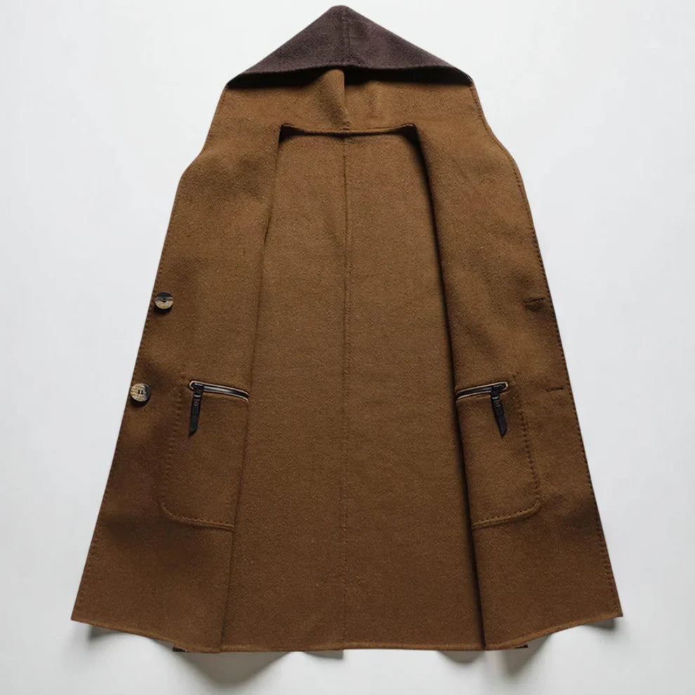 Men’s winter wool-blend hooded overcoat – men
