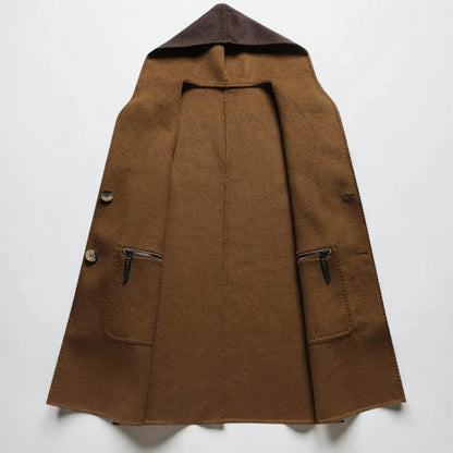 Men’s winter wool-blend hooded overcoat – men
