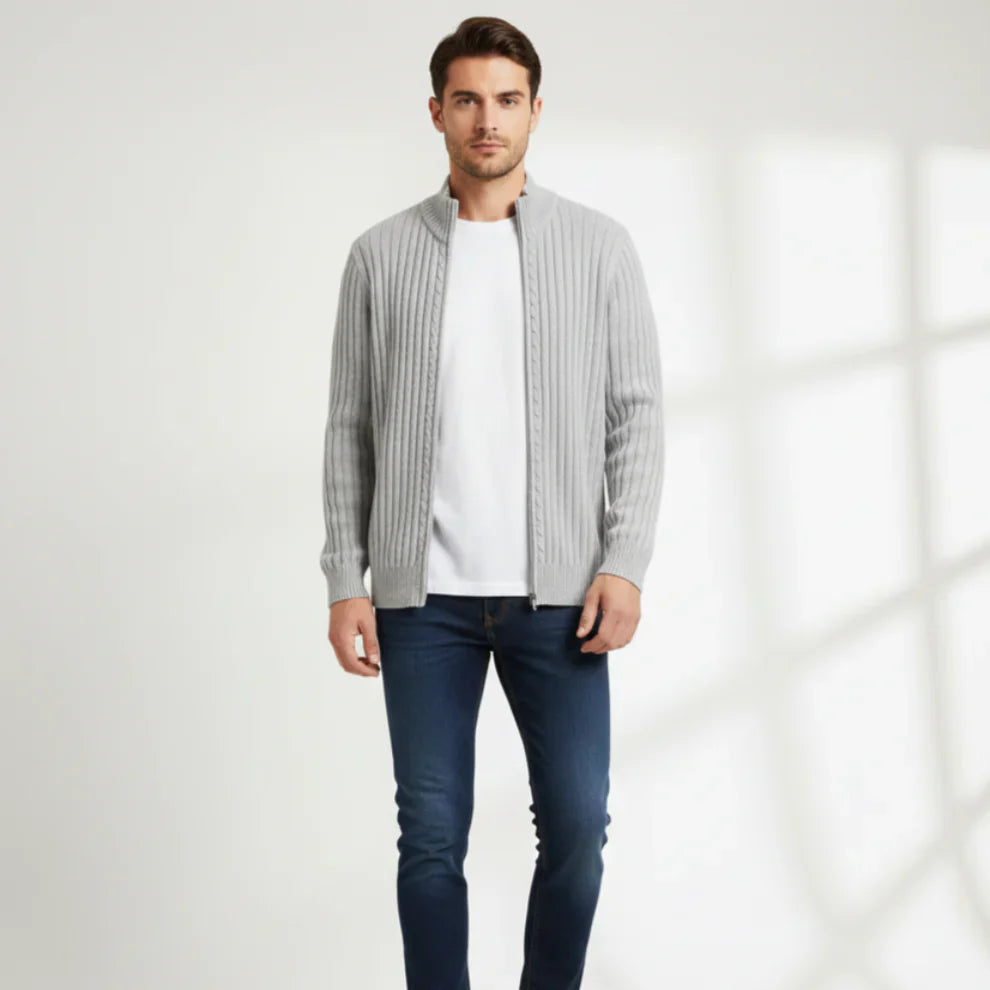 Men’s modern zip cardigan ribbed – men