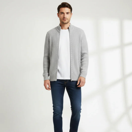 Men’s modern zip cardigan ribbed – men