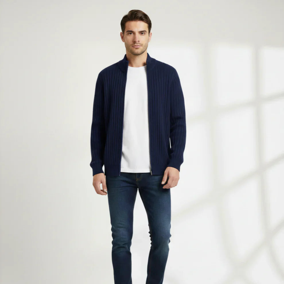 Men’s modern zip cardigan ribbed – men
