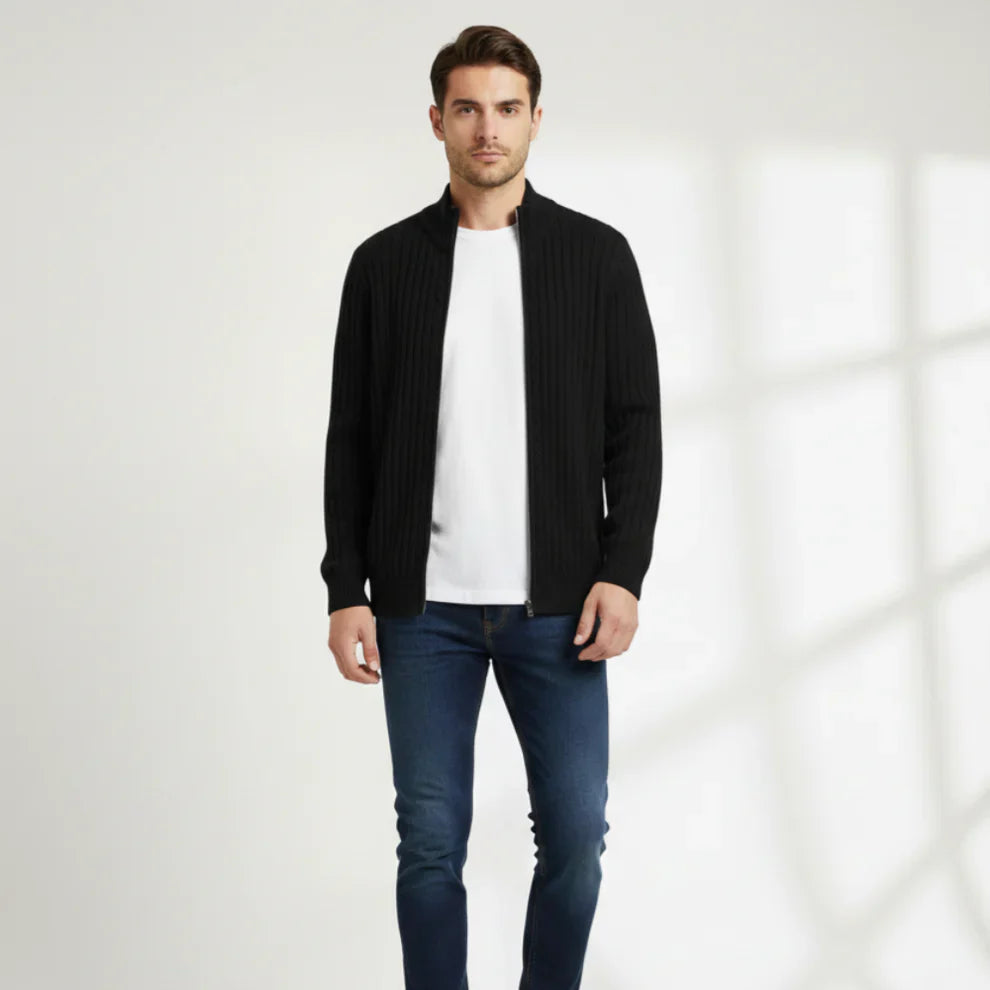 Men’s modern zip cardigan ribbed – men