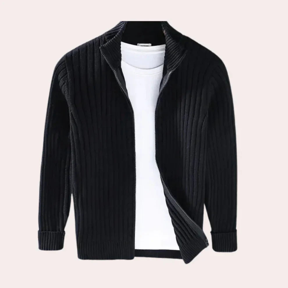 Men’s modern zip cardigan ribbed – men