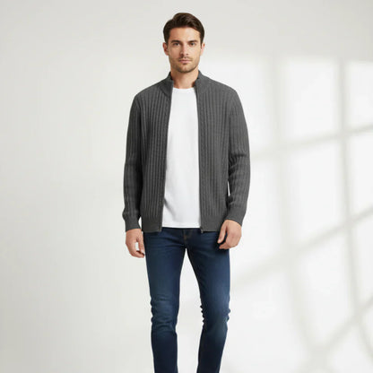 Men’s modern zip cardigan ribbed – men