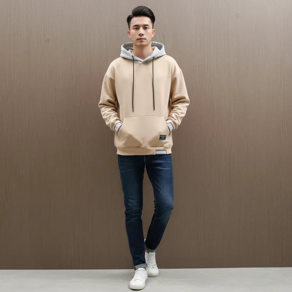 Men’s oversized hoodie with drawstring & contrast – men