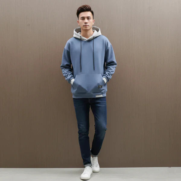 Men’s oversized hoodie with drawstring & contrast – men