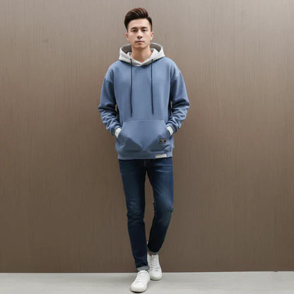 Men’s oversized hoodie with drawstring & contrast – men