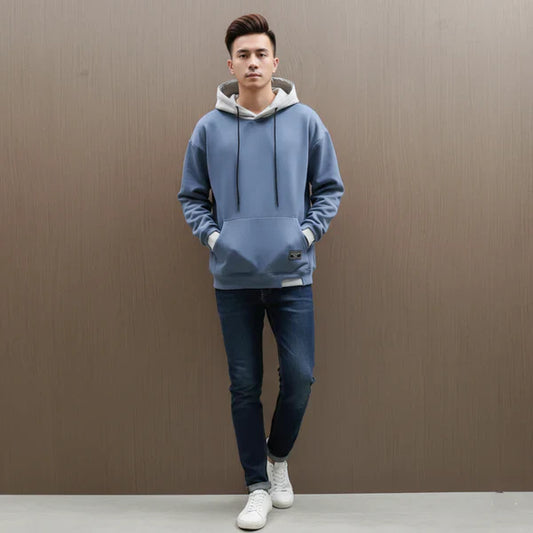 Men’s oversized hoodie with drawstring & contrast – men