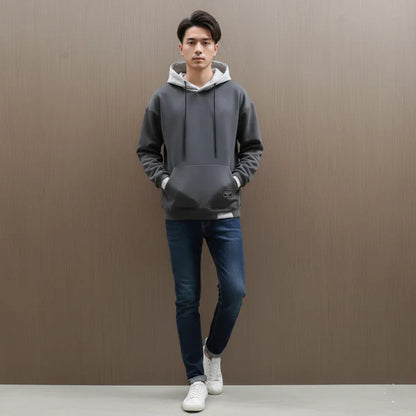 Men’s oversized hoodie with drawstring & contrast – men