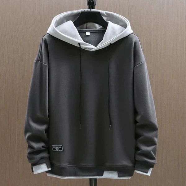 Men’s oversized hoodie with drawstring & contrast – men