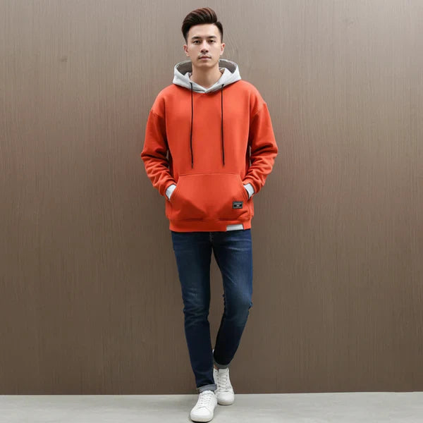 Men’s oversized hoodie with drawstring & contrast – men