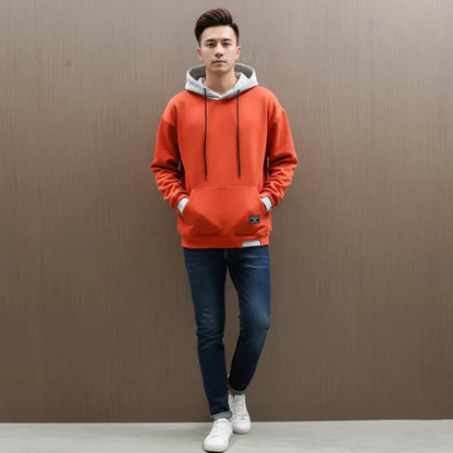 Men’s oversized hoodie with drawstring & contrast – men