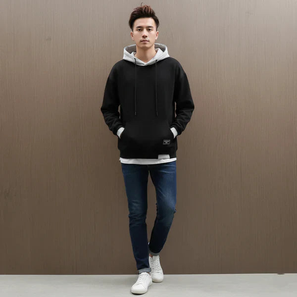 Men’s oversized hoodie with drawstring & contrast – men