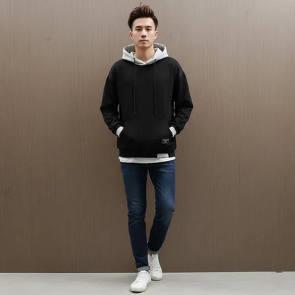 Men’s oversized hoodie with drawstring & contrast – men