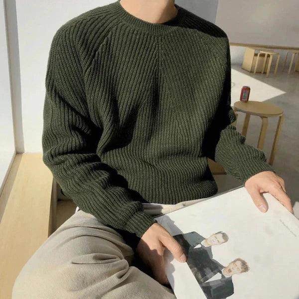 Men's ribbed crew neck pullover – men