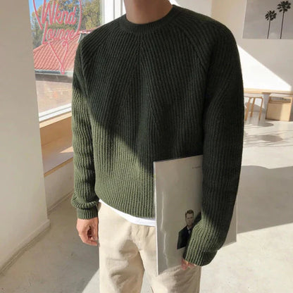 Men's ribbed crew neck pullover – men
