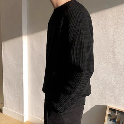 Men's ribbed crew neck pullover – men