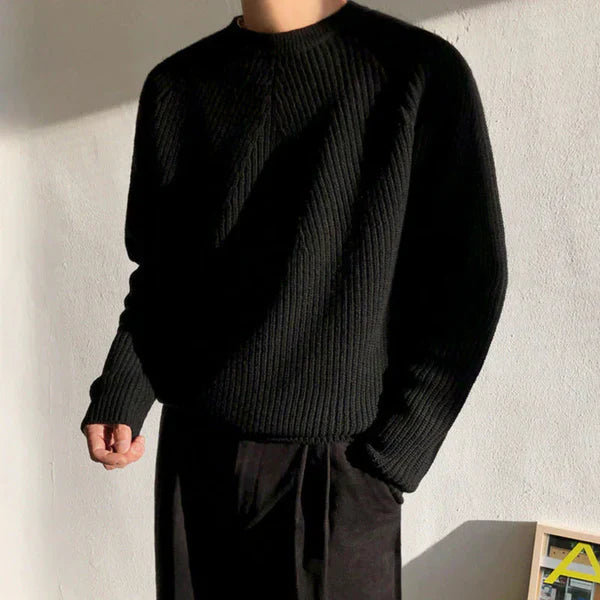 Men's ribbed crew neck pullover – men