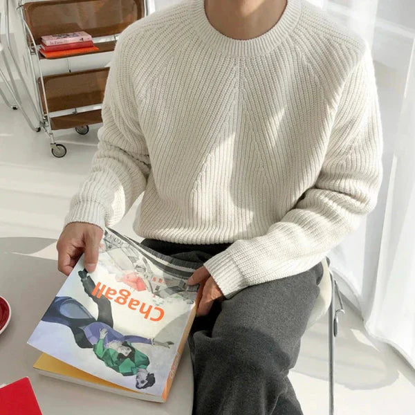 Men's ribbed crew neck pullover – men