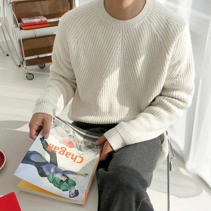 Men's ribbed crew neck pullover – men
