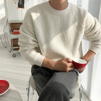 Men's ribbed crew neck pullover – men