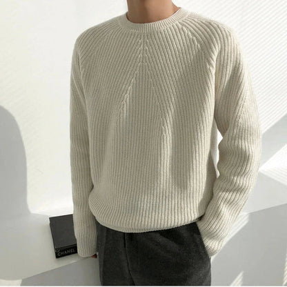 Men's ribbed crew neck pullover – men