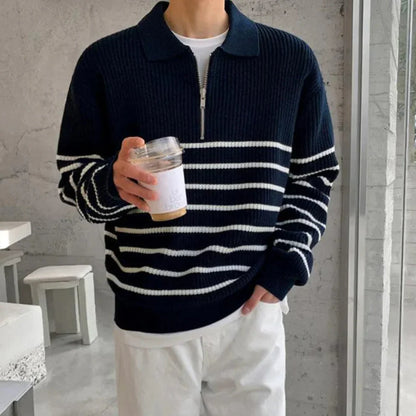 Men’s striped quarter-zip pullover – men