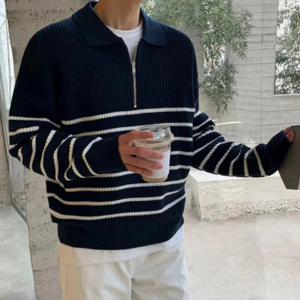 Men’s striped quarter-zip pullover – men