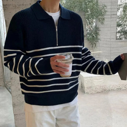 Men’s striped quarter-zip pullover – men