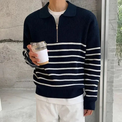Men’s striped quarter-zip pullover – men