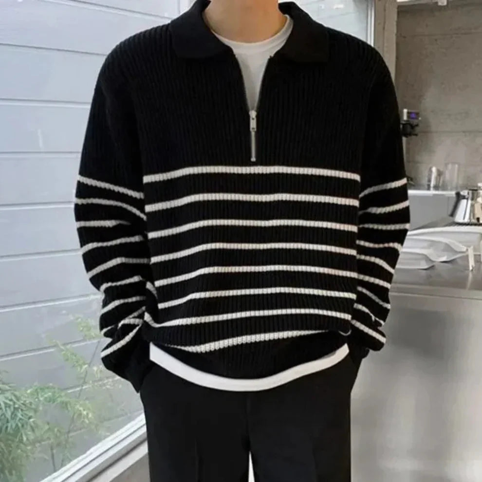 Men’s striped quarter-zip pullover – men